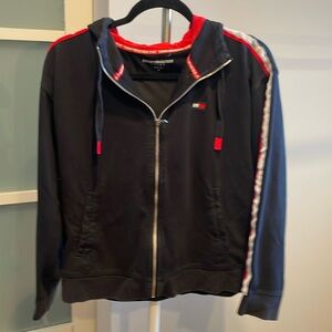 Tommy Hilfiger Sport Black Hoodie Zip Up Sweatshirt, Open Zipper Hooded …